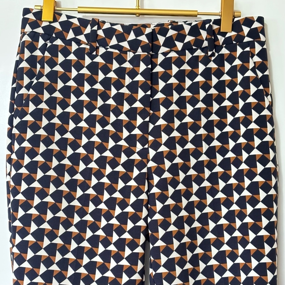 H&M| Black White & Brown Geometric Cropped Trouser Pants Sz 6